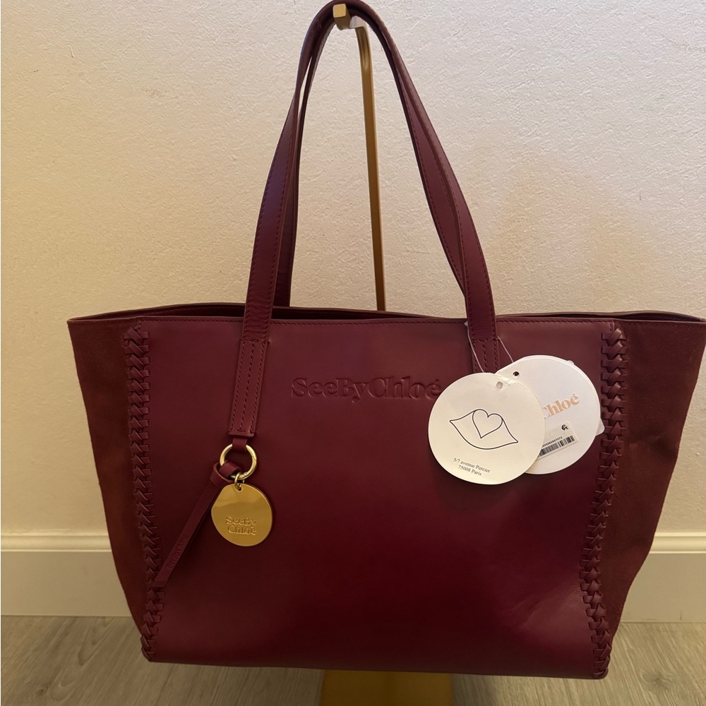 See By Chloe Deep Red Leather Tote
